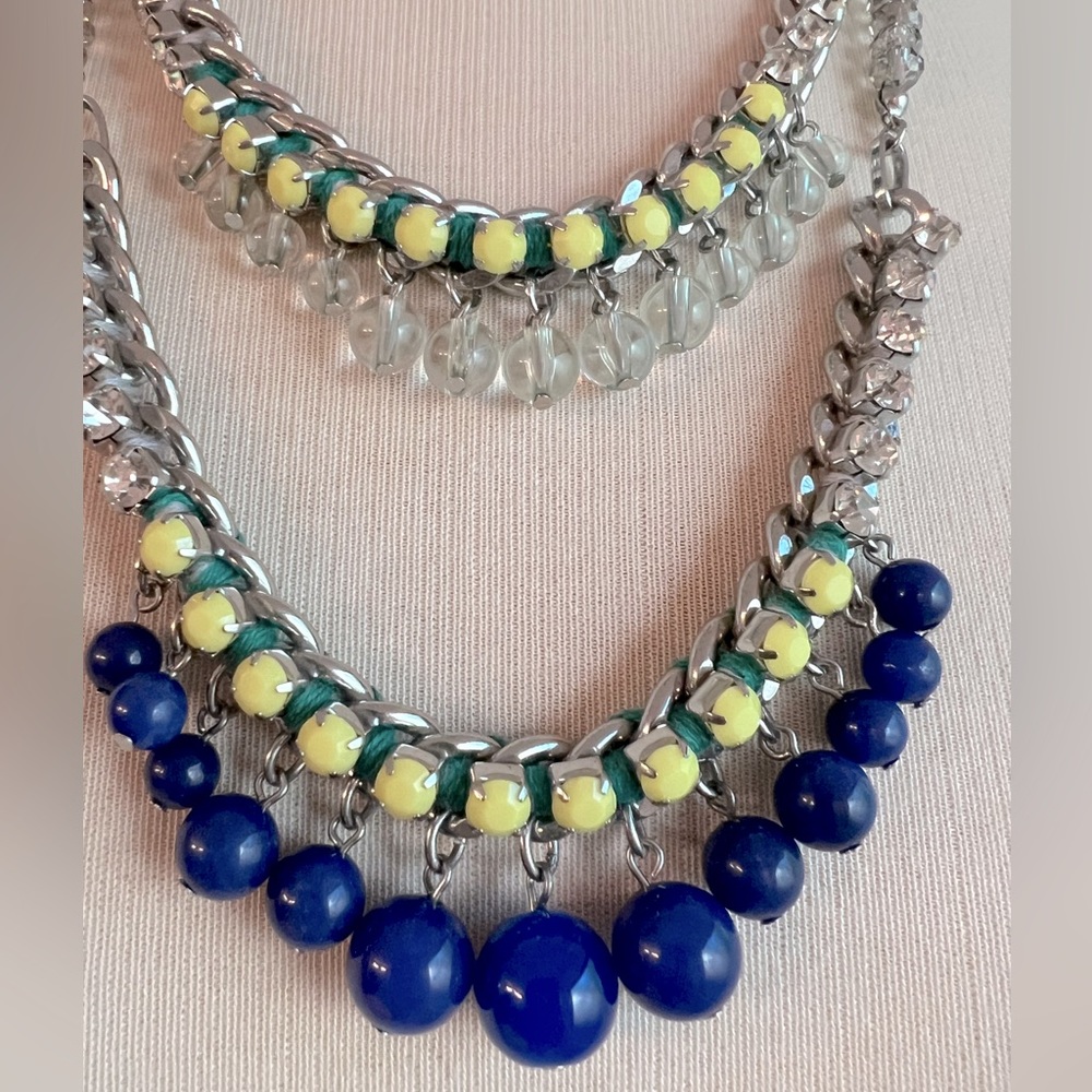 LOFT Blue Yellow Beads and Clear Crystals - Picture 2 of 6
